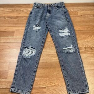 Highway Jeans‎ Size 3 Distressed Straight Leg High Rise Medium Wash